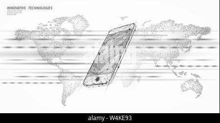 4G new wireless internet wifi connection. Smartphone mobile device world map. Global network high speed innovation connection data rate technology Stock Vector