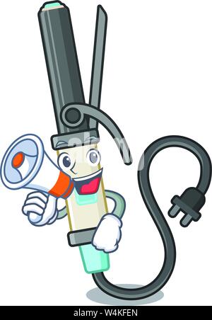 With megaphone iron curling isolated in the mascot vector illustration Stock Vector