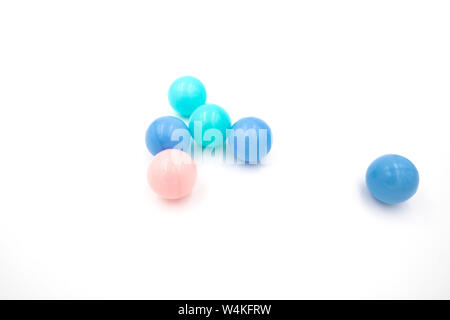 Colorful macaroon color soft plastic ocean balls isolated on white background Stock Photo
