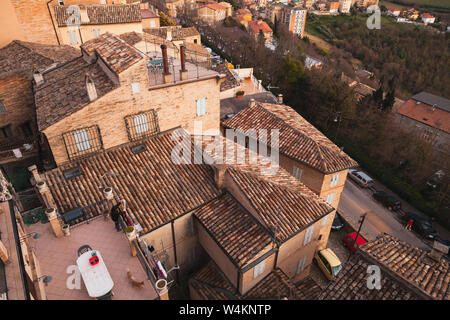 Fermo, Italy - February 11, 2016: Cityscape of Fermo. Roofs of an old Italian town Stock Photo