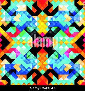 pixels psychedelic grunge texture geometric background Stock Vector