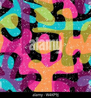 objects abstract graffiti on a black background seamless pattern Stock Vector
