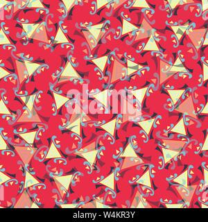 abstract geometric objects and stripes on a red background Stock Vector