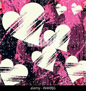 White heart and grunge texture abstract pattern Graffiti Stock Vector