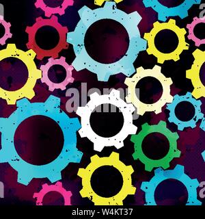 bright gears seamless abstract pattern Stock Vector