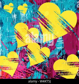 heart and grunge texture abstract pattern psychedelic graffiti Stock Vector