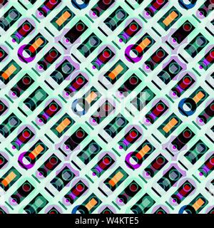 polygons and circles on a light background seamless pattern Stock Vector