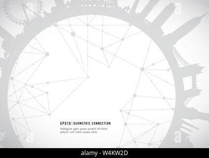 Cityscape landmarks geometric connection background Stock Vector