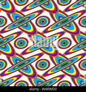 colorful psychedelic circles abstract geometric background seamless pattern vector illustration Stock Vector