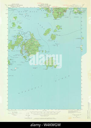 Maine USGS Historical Map Swans Island 306806 1943 62500 Restoration Stock Photo