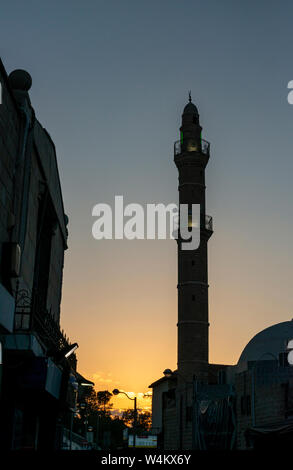 Jaffa, Tel Aviv, Israel- June 17, 2019 : The Mahmoudiya Mosque, the largest and most significant mosque in Jaffa at sunset Stock Photo