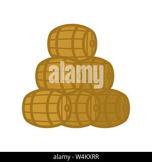 Wooden barrel pile isolated. cask vector illustration Stock Vector