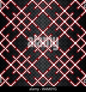 pixels on a black background geometric seamless pattern Stock Vector