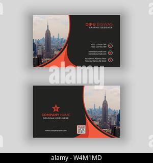 Orange stylish business card template Stock Vector