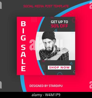 Red and black instagram post template Stock Vector