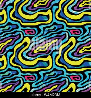 bright graffiti geometric seamless pattern grunge effect Stock Vector