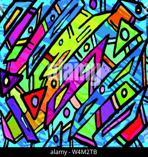 abstract geometric objects graffiti grunge effect Stock Vector