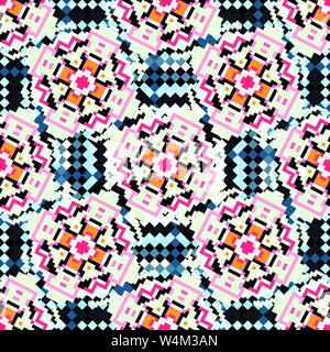 small colored pixels seamless pattern Stock Vector