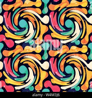 Graffiti bright psychedelic seamless pattern on a black background vector illustration Stock Vector