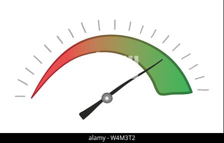 Vector hand-drawn illustration of speedometer. Colored outlines and colored. Stock Vector