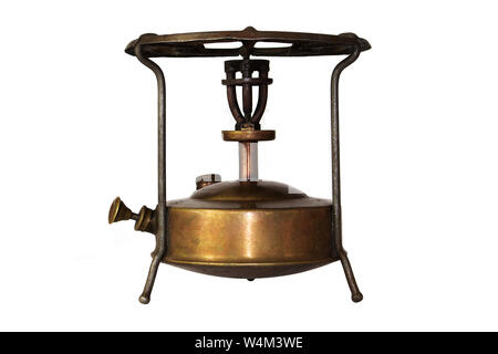 Vintage Kerosene Burner. Old Camping Bronze Stove Primus Isolated On White  Background Stock Photo - Alamy