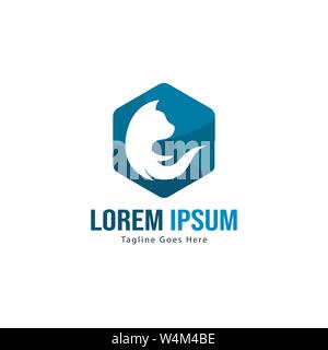 Cat logo template design. Cat logo with modern frame isolated on white background Stock Vector