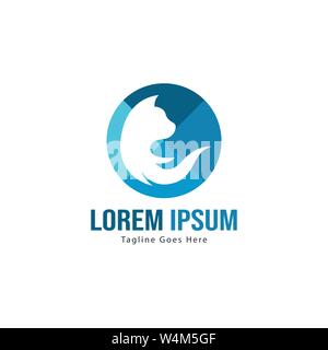 Cat logo template design. Cat logo with modern frame isolated on white background Stock Vector