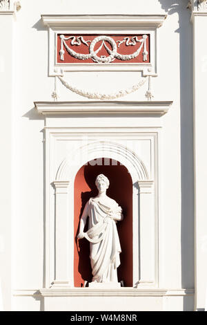 Ukraine, Odessa, Dums’ka Square, 12th of June 2019. The white city hall building in neoclassical style. Statue depicting the goddess Ceres Stock Photo