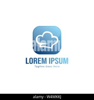 Chef logo template design with frame. minimalist chef logo vector illustration design Stock Vector
