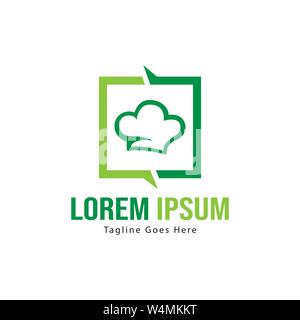 Chef logo template design with frame. minimalist chef logo vector illustration design Stock Vector