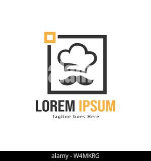 Chef logo template design with frame. minimalist Chef logo vector illustration design Stock Vector