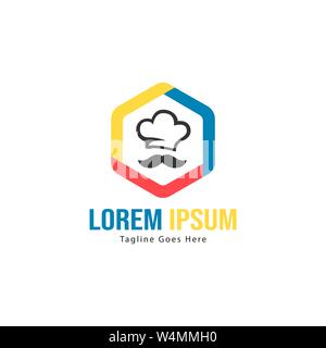 Chef logo template design with frame. minimalist Chef logo vector illustration design Stock Vector