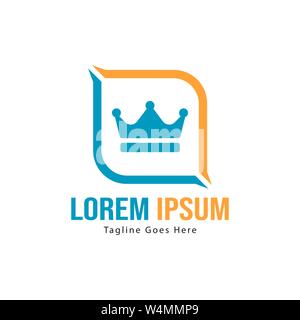 Crown logo template design with frame. minimalist crown logo vector illustration design Stock Vector