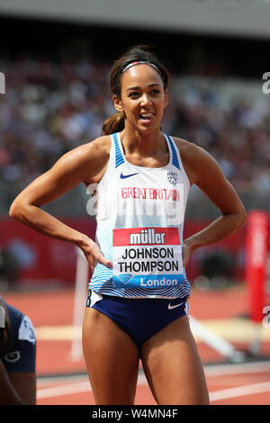 Katarina Johnson-Thompson, of Great Britain, reacts after a failed ...