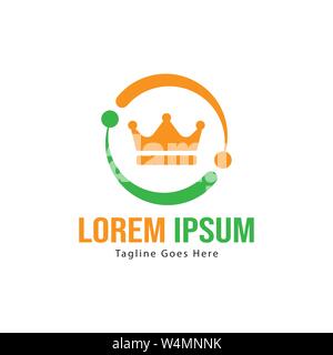 Crown logo template design with frame. minimalist crown logo vector illustration design Stock Vector