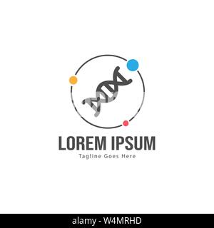 DNA logo template design with frame. minimalist DNA logo vector illustration design Stock Vector