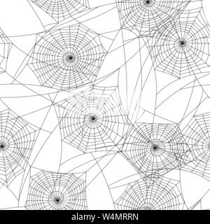 Spider web silhouette Halloween seamless pattern. Stock Vector