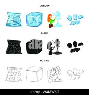 Isolated object of texture and frozen logo. Set of texture and transparent stock vector illustration. Stock Vector