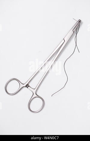 surgicall tool on white background,needle holder Stock Photo