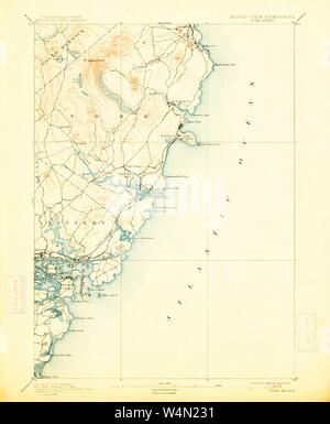 Maine USGS Historical Map York 461043 1893 62500 Restoration Stock Photo