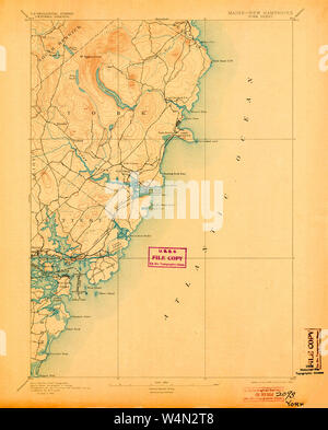 Maine USGS Historical Map York 807746 1893 62500 Restoration Stock Photo