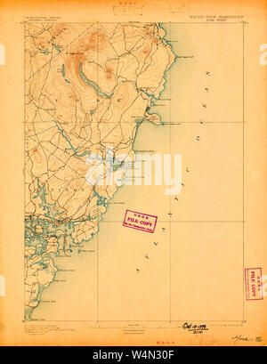 Maine USGS Historical Map York 807747 1893 62500 Restoration Stock Photo