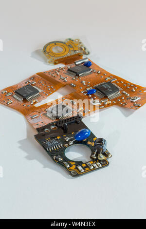 Circuit board of a Canon digital camera on white background Stock Photo