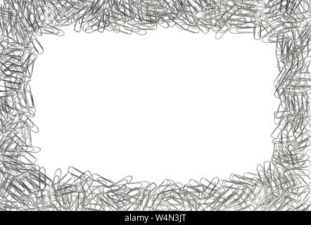 rectangular frame made up of lots of silver paper clips Stock Photo