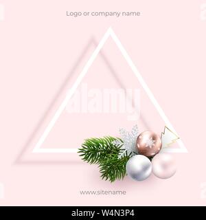 Empty postcard for Christmas and new year wishes Stock Vector