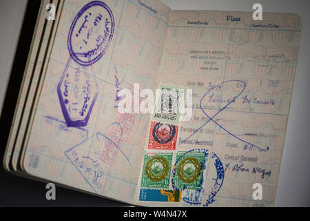 1984 Passport Visa Stamps for a Tourist Visiting Egypt, Stock Photo