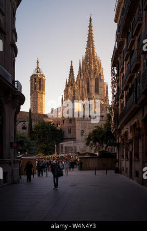 Cathedral Santa Creu Santa Eulalia, Barcelona, Spain Gothic Quarter Stock Photo