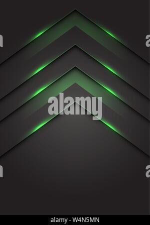Abstract green light 3D arrow direction on dark grey blank space design modern futuristic technology background vector illustration. Stock Vector