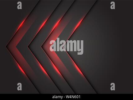 Abstract red light 3D arrow direction on dark grey blank space design modern futuristic technology background vector illustration. Stock Vector