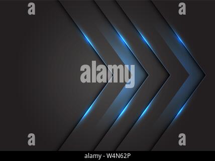 Abstract blue light 3D arrow direction on dark grey blank space design modern futuristic technology background vector illustration. Stock Vector
